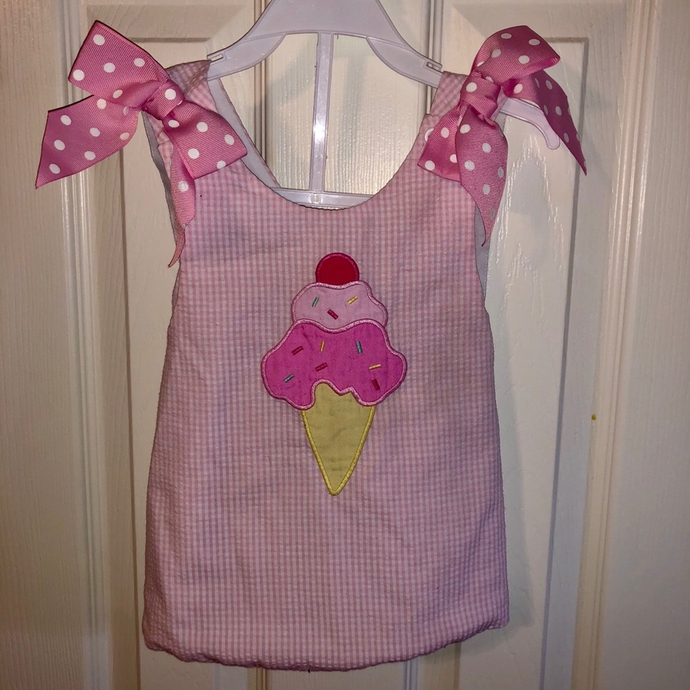 Seersucker Appliqué Ice Cream Outfit